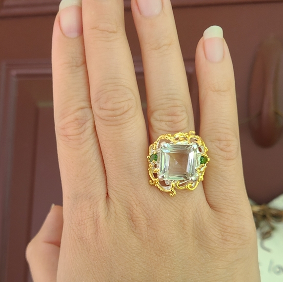 Genuine green amethyst sterling ring - Picture 9 of 13